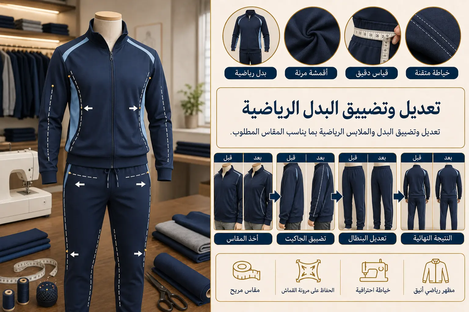 تعديل وتضييق البدل الرياضية