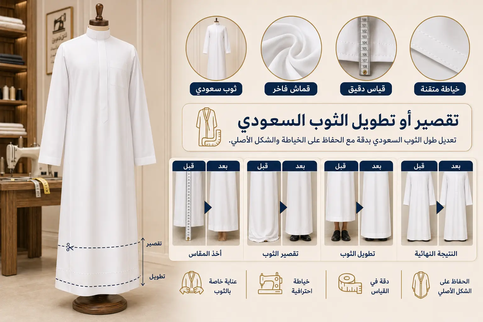 تقصير أو تطويل الثوب